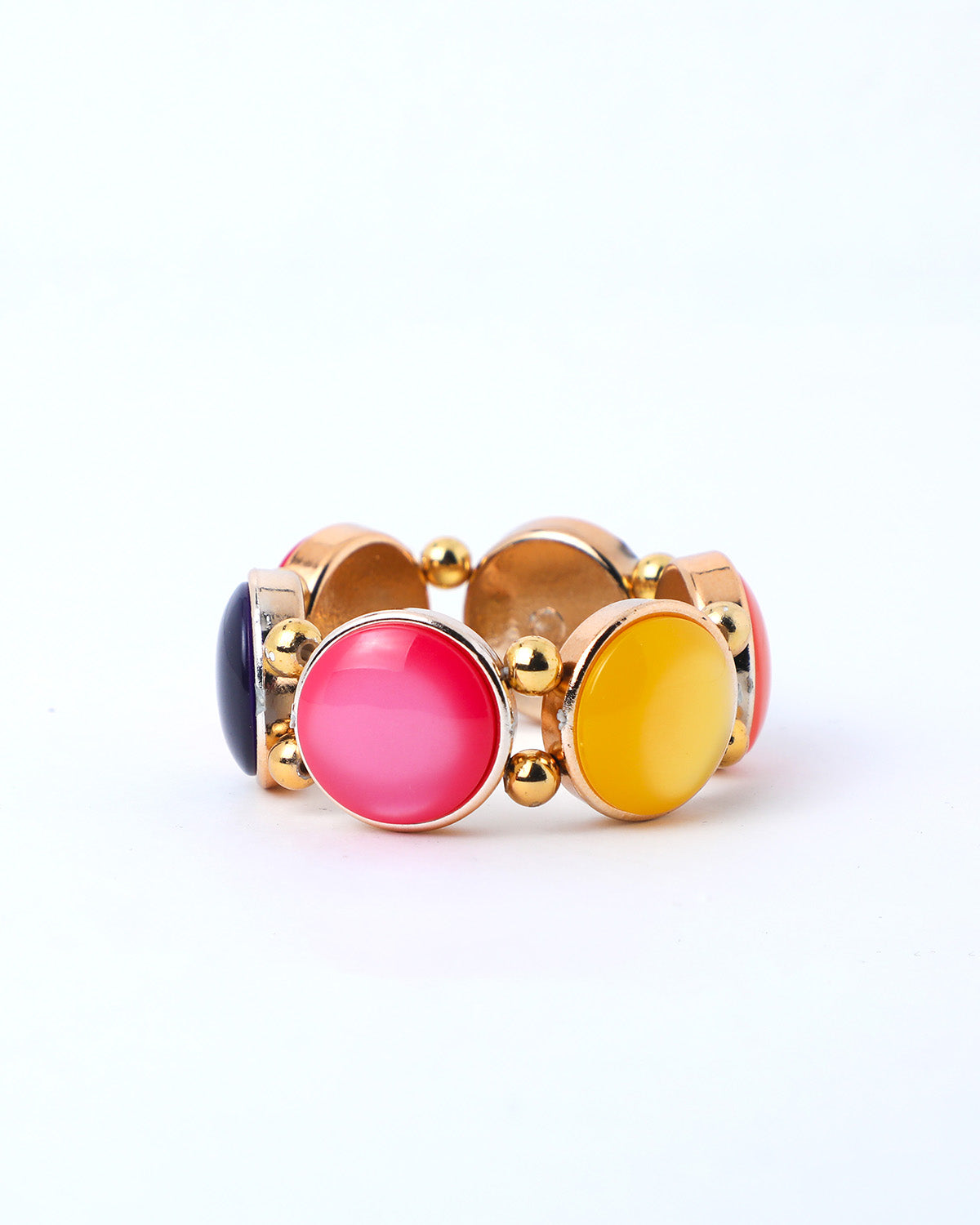 VOJ Gold-Polished With Multi Colored Stone Studded Wraparound Bracelet - Swadesiicart