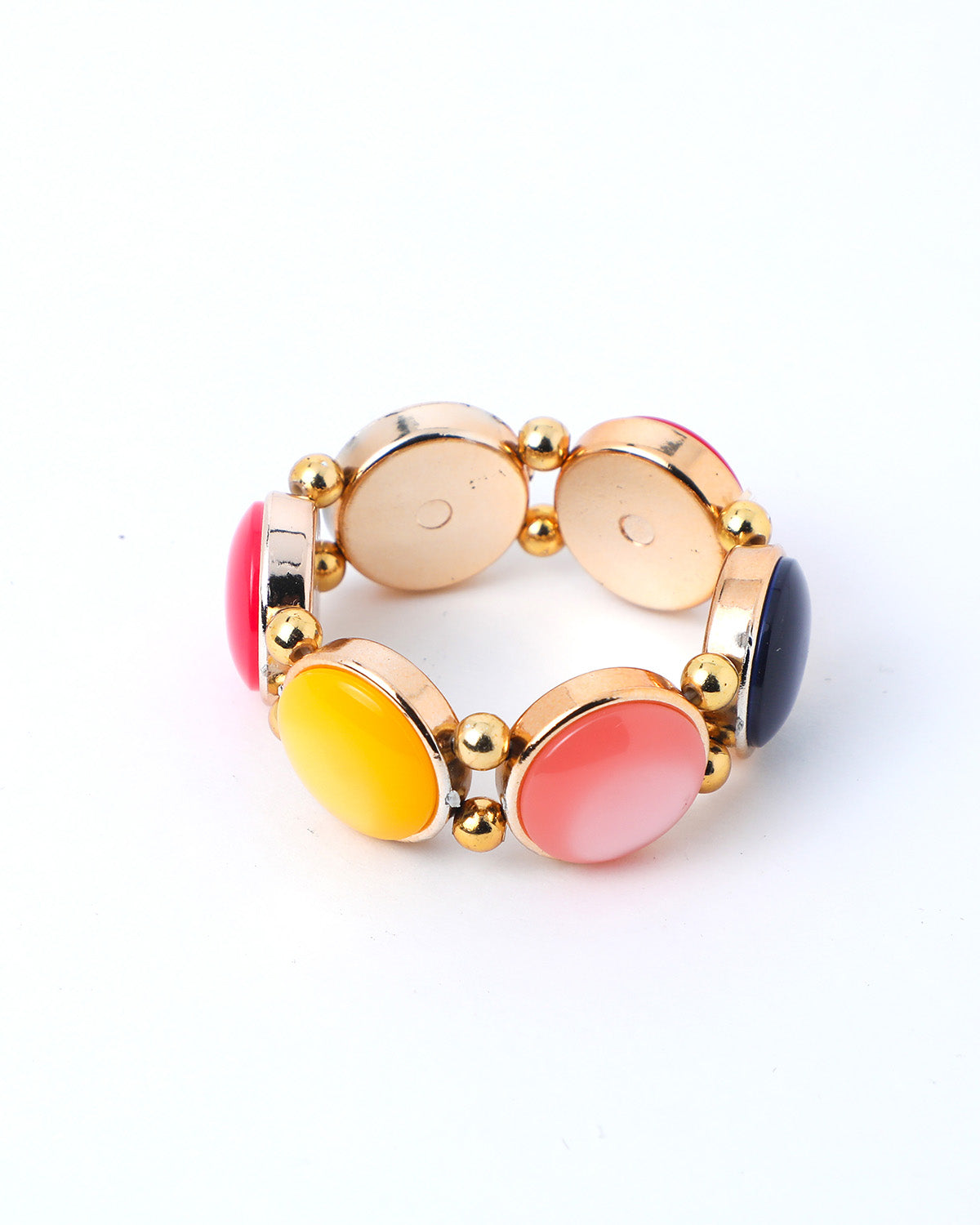 VOJ Gold-Polished With Multi Colored Stone Studded Wraparound Bracelet - Swadesiicart