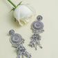 VOJ Silver Plated Oxidised Ghungharoo Studded Earrings - VOJ (Valley Of Jewellery)