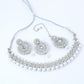 VOJ Silver Plated White Beads And Stone Studded Choker Jewellery Set With Mang Tikka - Swadesiicart
