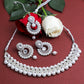 VOJ Silver Plated White Beads And Stone Studded Choker Jewellery Set With Mang Tikka - VOJ (Valley Of Jewellery)