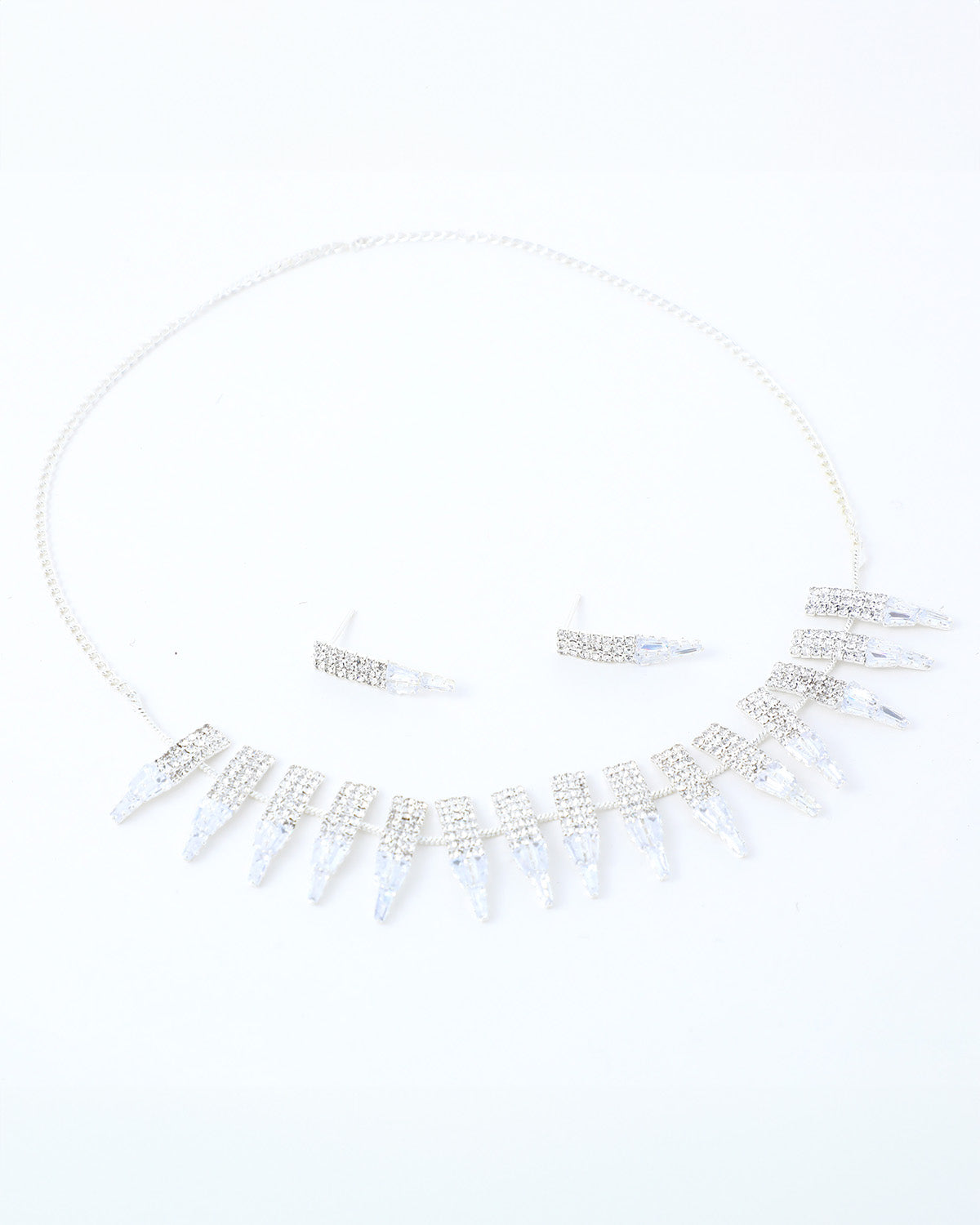 VOJ Silver Plated Stone Studded Necklace And Earring Set - Swadesiicart