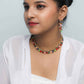 VOJ Gold-Polished Multi Colored Stone Studded Choker Necklace And Earring Set - VOJ (Valley Of Jewellery)