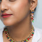 VOJ Gold-Polished Multi Colored Stone Studded Choker Necklace And Earring Set - Swadesiicart