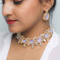 VOJ Gold-Polished Leavender Color Stone Kundan Studded Choker Jewellery Set - Swadesiicart