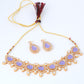 VOJ Gold-Polished Leavender Color Stone Kundan Studded Choker Jewellery Set - Swadesiicart