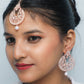VOJ Gold-Polished With White Pearl And Stone Studded Earring With Mang Tikka Set - VOJ (Valley Of Jewellery)