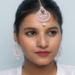 VOJ Gold-Polished With White Pearl And Stone Studded Earring With Mang Tikka Set - Swadesiicart