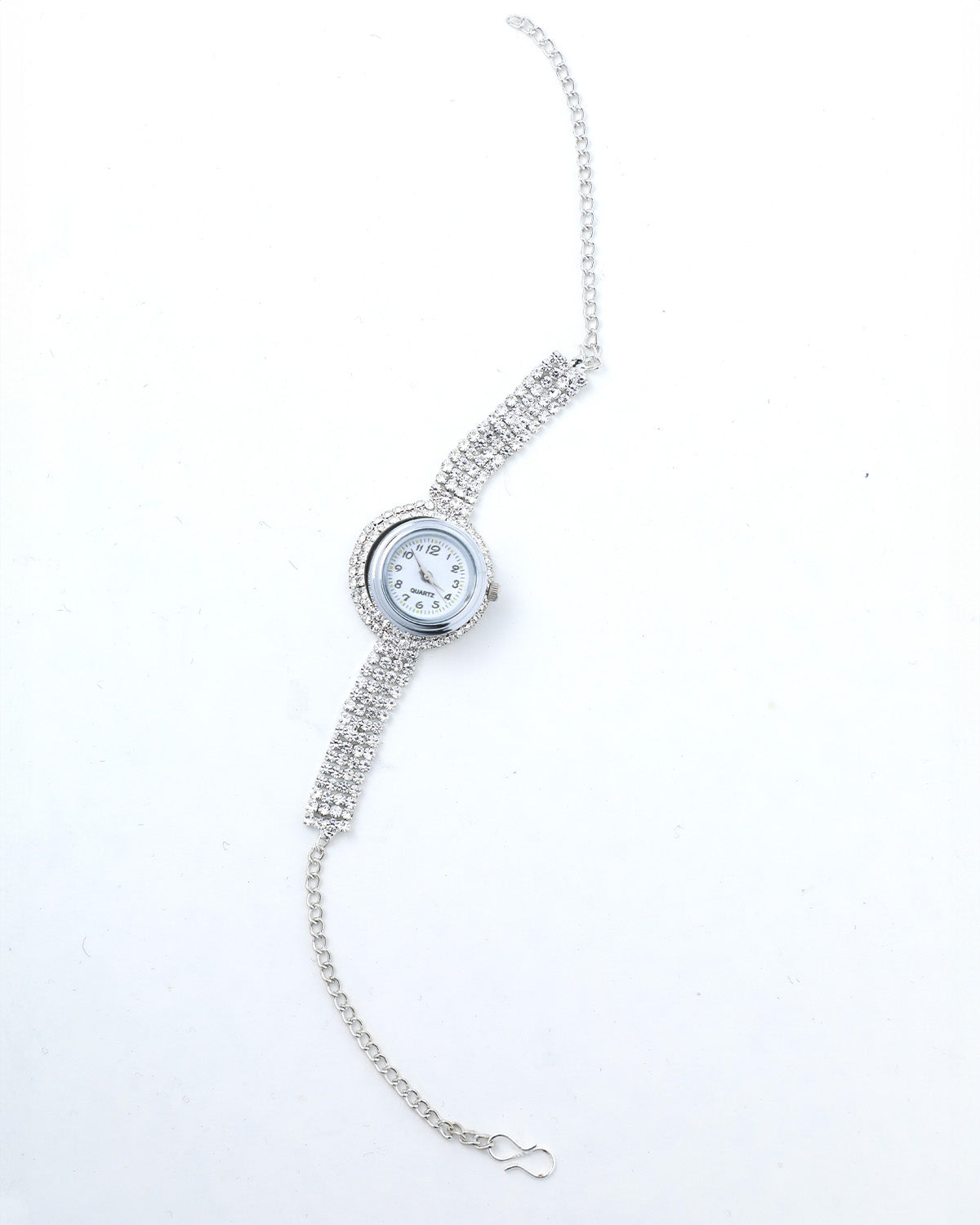 VOJ Silver Plated Watch And Stone Studded Charm Bracelet - VOJ (Valley Of Jewellery)