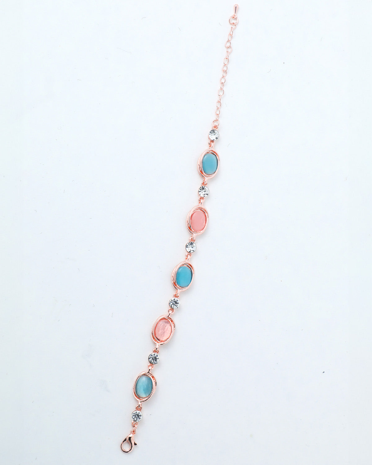 VOJ Gold-Polished Multi Colored Stone Studded Charm Bracelet - Swadesiicart