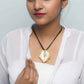 VOJ Leaf Shaped Gold Pandent With Black Necklace | Swadesiicart