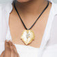VOJ Leaf Shaped Gold Pandent With Black Necklace | Swadesiicart