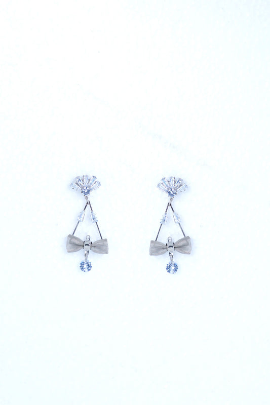 VOJ Silver Plated Stone Studded With Bow Triangle Shaped Earrings - Swadesiicart