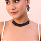 VOJ Black American Diamond Chokar Jewellery Set With Earrings - Swadesiicart