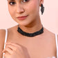 VOJ Black American Diamond Chokar Jewellery Set With Earrings - Swadesiicart