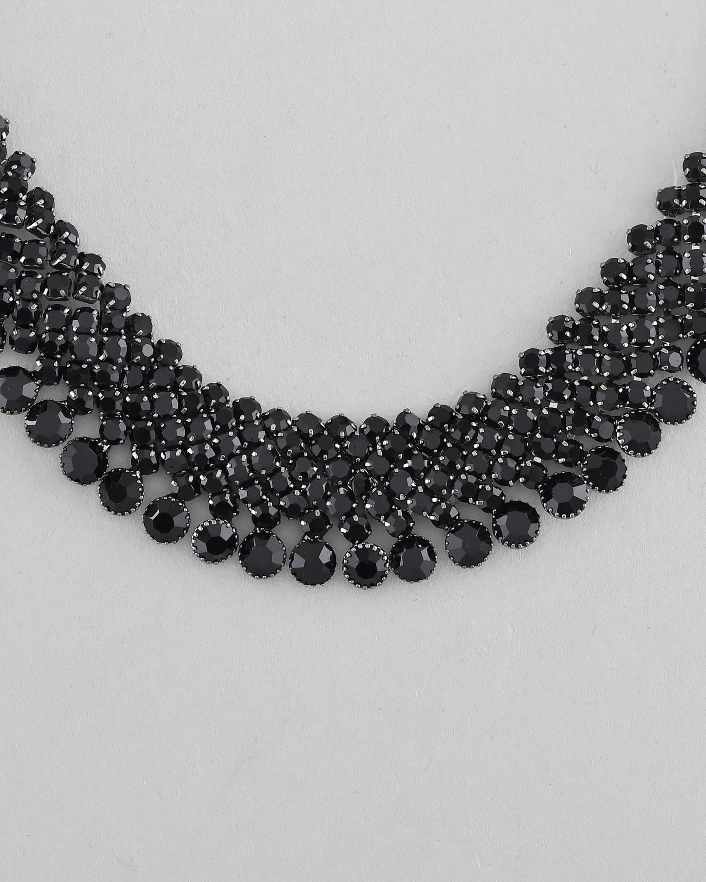 VOJ Black American Diamond Chokar Jewellery Set With Earrings - Swadesiicart