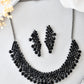 VOJ Black American Diamond Chokar Jewellery Set With Earrings - Swadesiicart