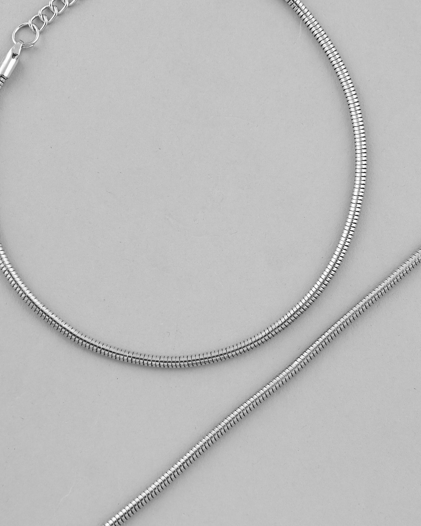 VOJ Set Of 2 Silver Plated Snake Anklet - Swadesiicart