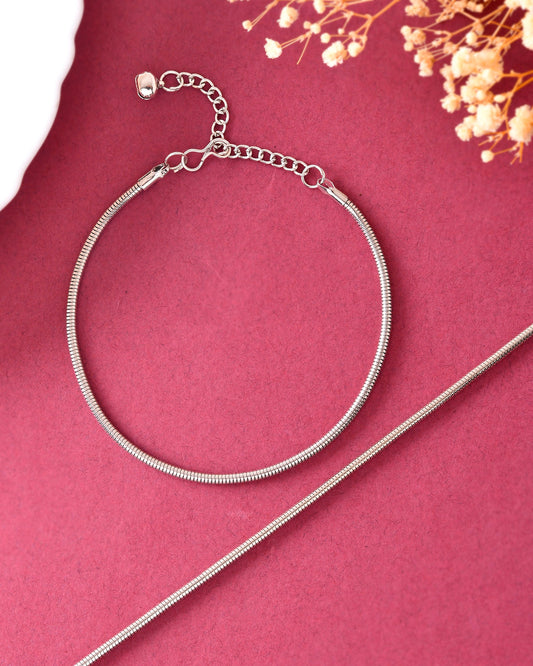 VOJ Set Of 2 Silver Plated Snake Anklet - Swadesiicart