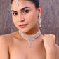VOJ Silver Plated Party Wear AD Choker Necklace Jewellery Set - Swadesiicart