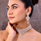 VOJ Silver Plated Party Wear AD Choker Necklace Jewellery Set - Swadesiicart