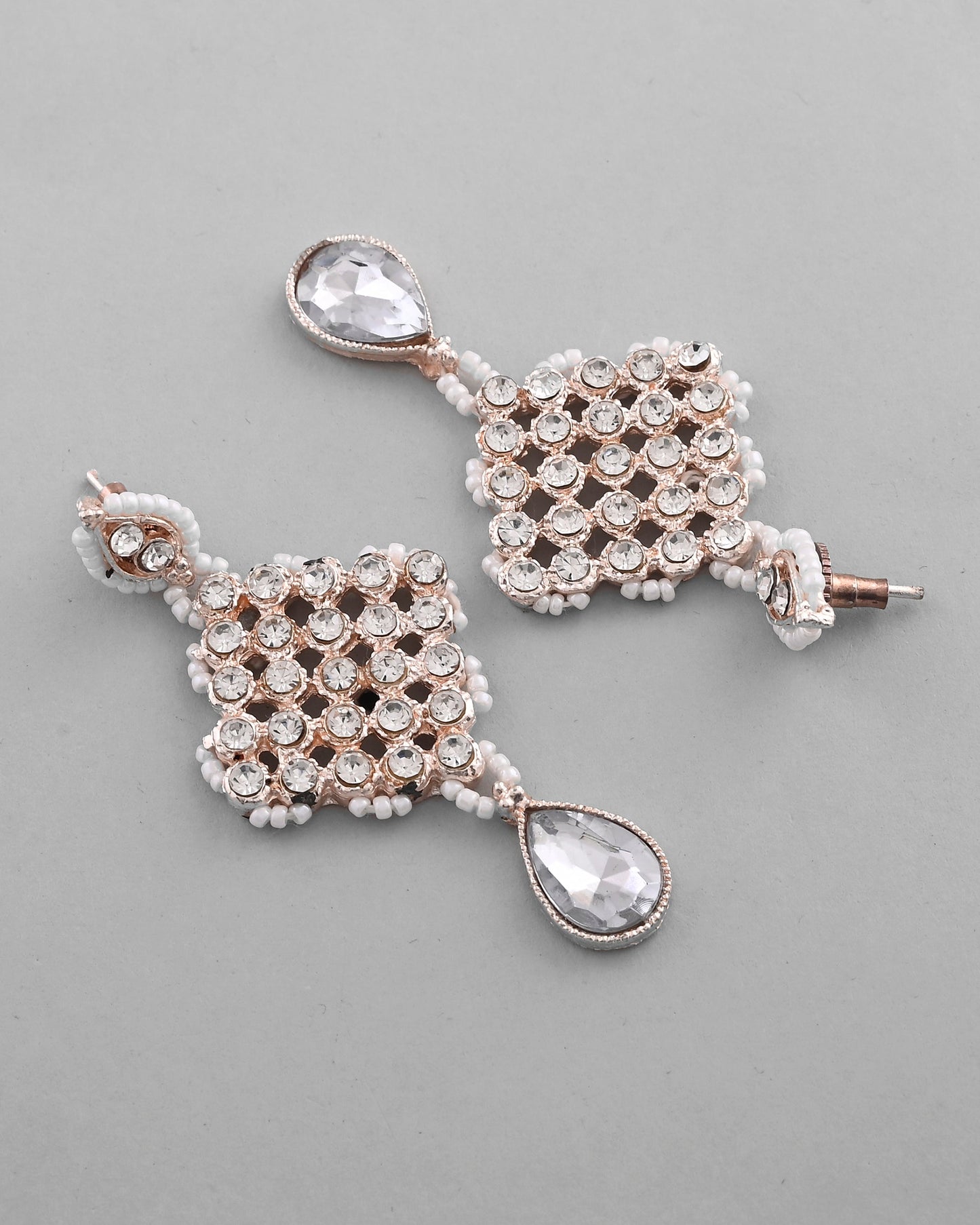 VOJ Silver Plated Party Wear AD Choker Necklace Jewellery Set - Swadesiicart