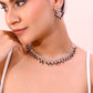 VOJ Gold-Polished Black & White Stone Studded Jewellery Set - Swadesiicart