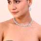 VOJ AD Stone Studded Silver Plated Necklace and Earrings Set - Swadesiicart