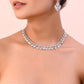 VOJ AD Stone Studded Silver Plated Necklace and Earrings Set - Swadesiicart