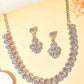 VOJ AD Stone Studded Silver Plated Necklace and Earrings Set - Swadesiicart