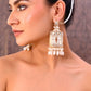 VOJ Gold-Polished Handcrafted Pearls Beaded ChandBali Earrings with Kan Chain - Swadesiicart