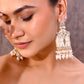 VOJ Gold-Polished Handcrafted Pearls Beaded ChandBali Earrings with Kan Chain - Swadesiicart