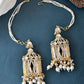VOJ Gold-Polished Handcrafted Pearls Beaded ChandBali Earrings with Kan Chain - Swadesiicart