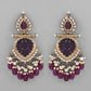 VOJ Gold-Polished Purple Colour Drop And Dangle Statement Earrings - Swadesiicart