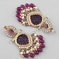 VOJ Gold-Polished Purple Colour Drop And Dangle Statement Earrings - Swadesiicart