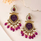 VOJ Gold-Polished Purple Colour Drop And Dangle Statement Earrings - Swadesiicart