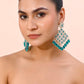 VOJ Traditional Gold-Polished Green & White AD Stone Statement Earrings - Swadesiicart
