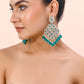 VOJ Traditional Gold-Polished Green & White AD Stone Statement Earrings - Swadesiicart