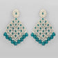 VOJ Traditional Gold-Polished Green & White AD Stone Statement Earrings - Swadesiicart