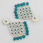 VOJ Traditional Gold-Polished Green & White AD Stone Statement Earrings - Swadesiicart