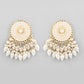 VOJ Gold-Polished White circular Earrings With Pearls - Swadesiicart
