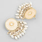 VOJ Gold-Polished White circular Earrings With Pearls - Swadesiicart
