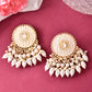 VOJ Gold-Polished White circular Earrings With Pearls - Swadesiicart