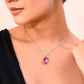 VOJ Silver Plated Chan with Pink and White AD stone Studded Pendant and Earrings Set - Swadesiicart