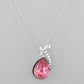 VOJ Silver Plated Chan with Pink and White AD stone Studded Pendant and Earrings Set - Swadesiicart