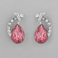 VOJ Silver Plated Chan with Pink and White AD stone Studded Pendant and Earrings Set - Swadesiicart