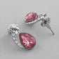 VOJ Silver Plated Chan with Pink and White AD stone Studded Pendant and Earrings Set - Swadesiicart