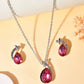 VOJ Silver Plated Chan with Pink and White AD stone Studded Pendant and Earrings Set - Swadesiicart