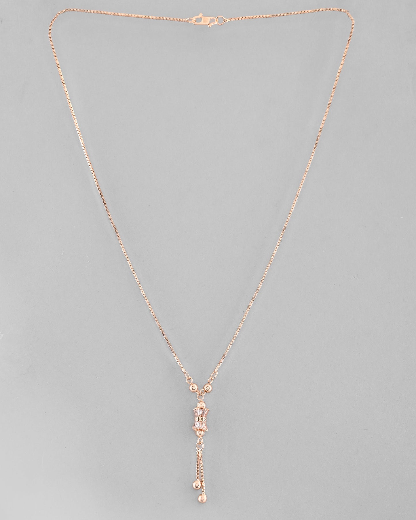 VOJ Rose Gold-Polished AD Stone Studded Chain | Swadesiicart