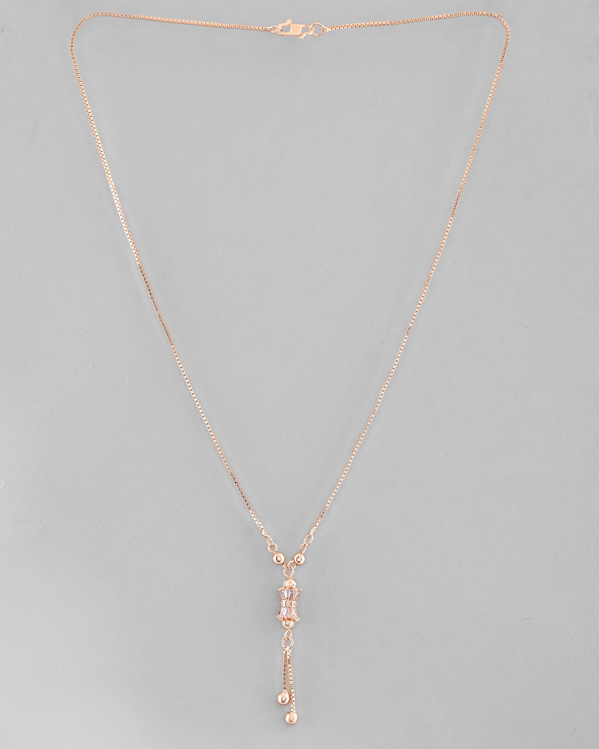 VOJ Rose Gold-Polished AD Stone Studded Chain | Swadesiicart